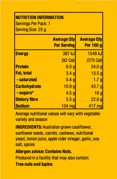 Cauliflower Cheeky Cheesy Floret Chips - 8 Packs ($3.49 / 25g Pack)
