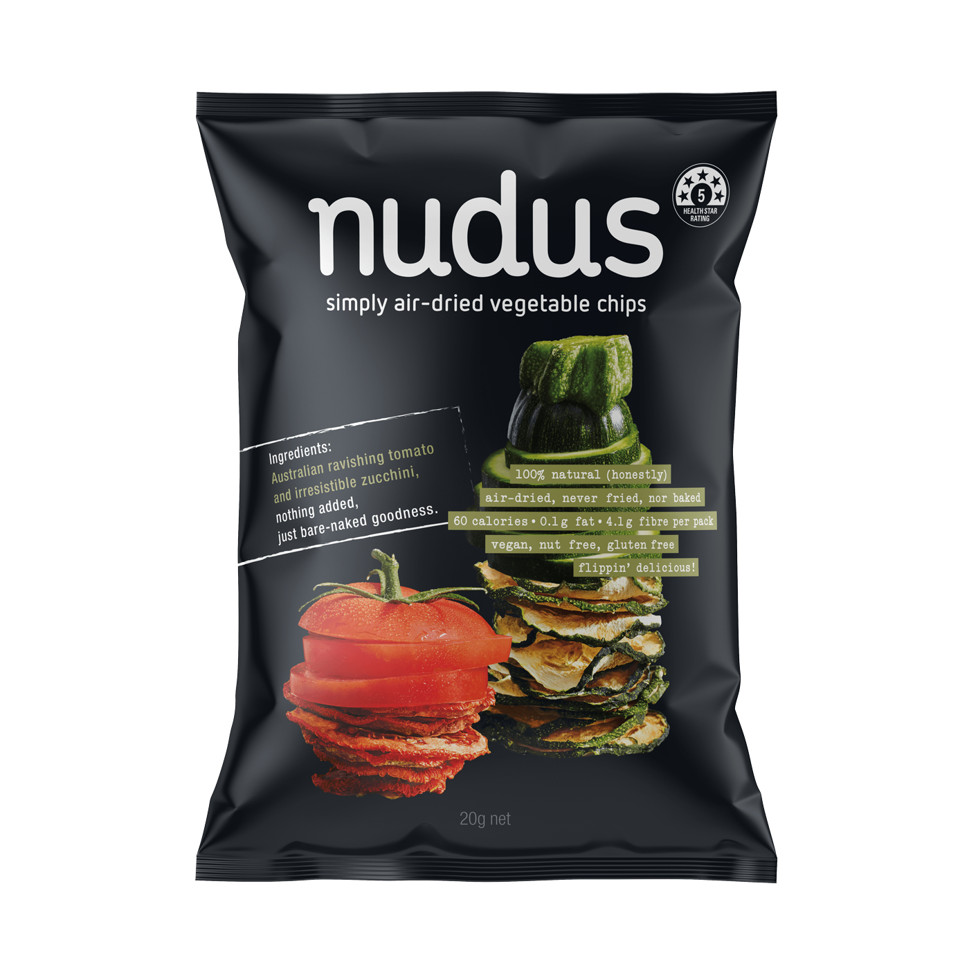 zucchini & tomato vegetable chips - 12 bags ($2.75 / 20g bag)