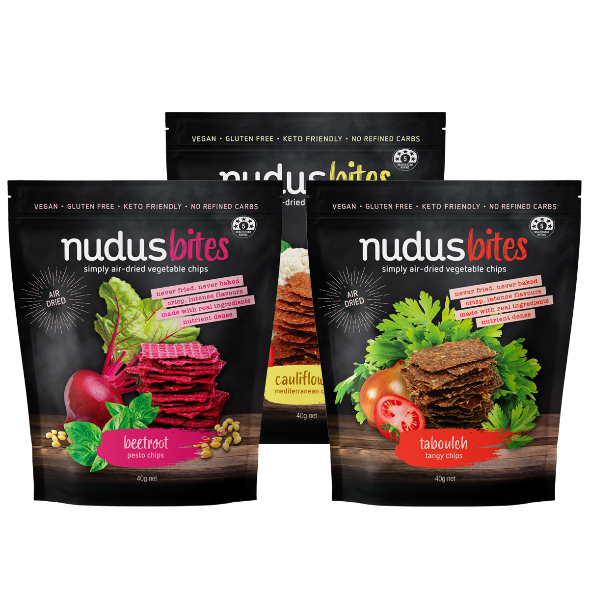 Mixed Nudus Bites Salad Chips Box - 9 Packs ($4.89 / 40g Pack)